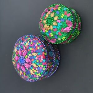 Set of handmade trinket boxes, 3" and 2&1/4"